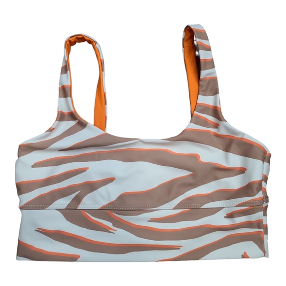 BEACH RIOT Leah bra top cloud cream zebra print orange cream brown sports bra M - Picture 4 of 15